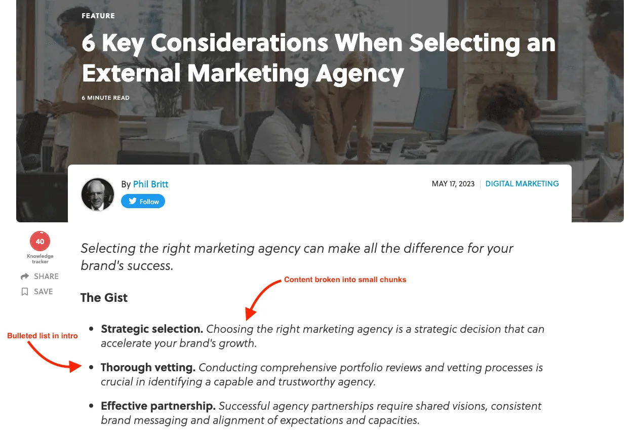 Example of a piece of content that ranks first on Google's SERP