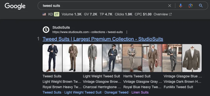 Example of sitelinks