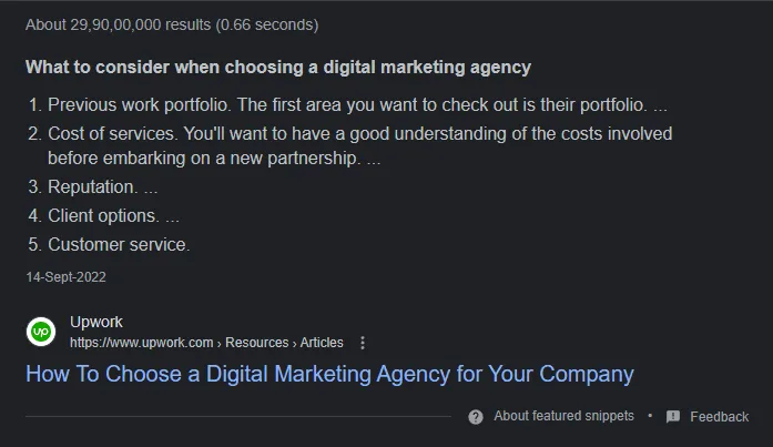 SERP keywords features