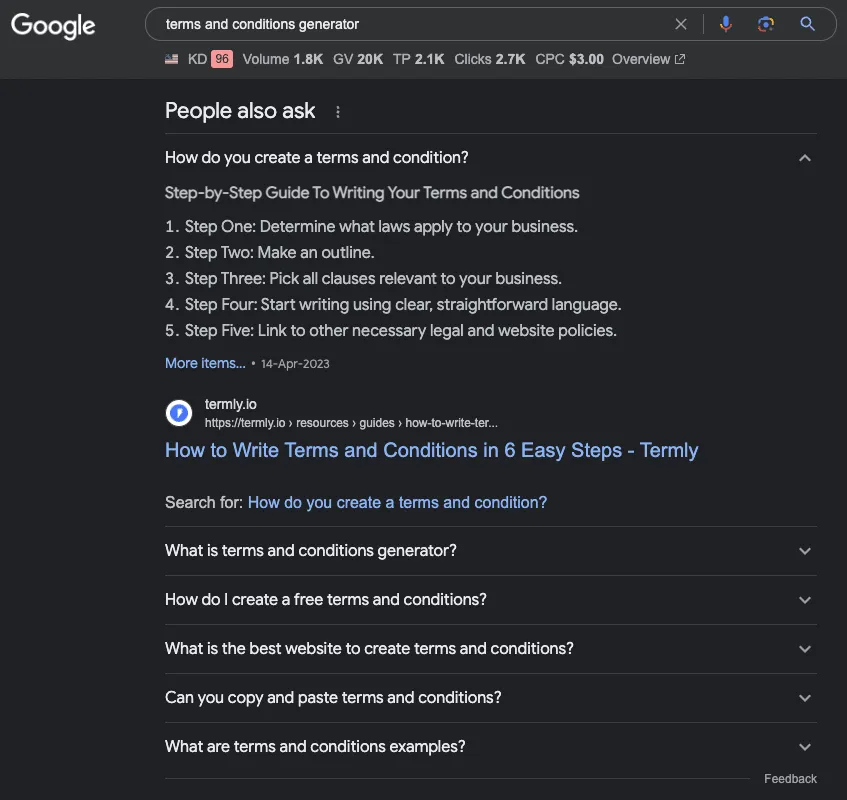 People also ask - Google search snippet